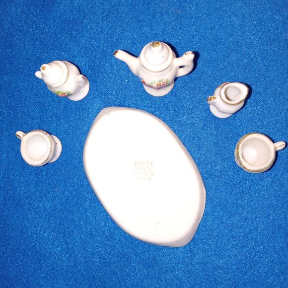 Vintage Handmade Painted Tiny Miniature 8 pcs Porcelain Ceramic Japanese Tea Set - Picture 13 of 17